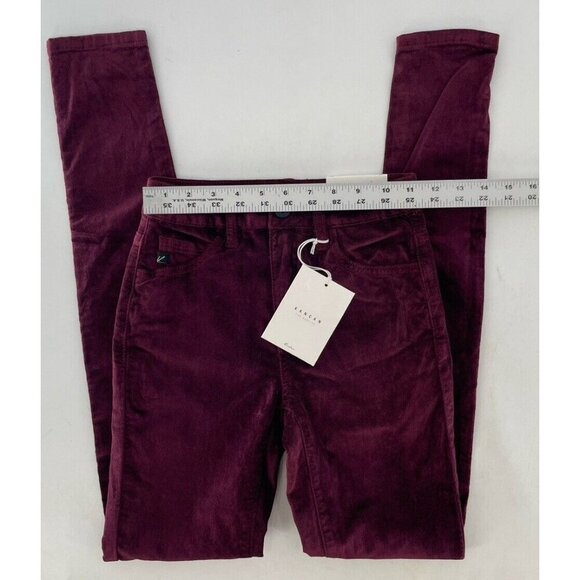 NWT KanCan Women's Ginny Mid Rise Velvet Ankle Skinny Burgundy Pants Size 23 - Picture 7 of 12